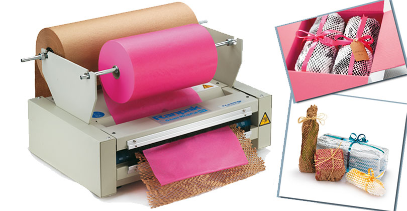 Geami Wrappack Maschine mit pinkem Papier